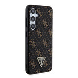 Galaxy S24 Uyumlu Kılıf Guess Lisanslı PU Üçgen Logo 4G Desenli Kapak Siyah