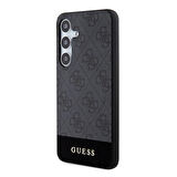 Galaxy S24 Uyumlu Kılıf Guess Lisanslı PU Deri Şerit Logo Dizaynlı Kapak Siyah