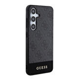 Galaxy S24 Uyumlu Kılıf Guess Lisanslı PU Deri Şerit Logo Dizaynlı Kapak Siyah