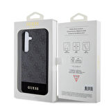 Galaxy S24 Uyumlu Kılıf Guess Lisanslı PU Deri Şerit Logo Dizaynlı Kapak Siyah
