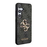Galaxy S24 Uyumlu Kılıf Guess Lisanslı PU Deri Yazı ve 4G Metal Logolu Desenli Kapak Siyah