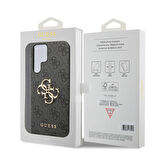 Galaxy S24 Ultra Uyumlu Kılıf Guess Lisanslı PU Deri Yazı ve 4G Metal Logolu Desenli Kapak Siyah