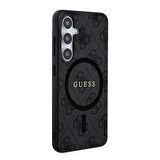 Galaxy S24 Uyumlu Kılıf Guess Lisanslı Magsafe Şarj Özellikli 4G Desenli Yazı Logolu Kapak Siyah