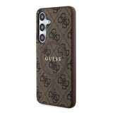 Galaxy S24 Uyumlu Kılıf Guess Lisanslı Magsafe Özellikli 4G Desenli Yazı Logolu Kapak Kahverengi