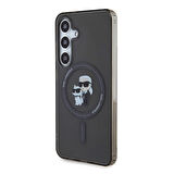 Galaxy S24 Kılıf Karl Lagerfeld Lisanslı Magsafe Özellikli Karl & Choupette IML Baskılı Kapak Siyah