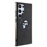 Galaxy S24 Ultra Kılıf Karl Lagerfeld Lisanslı Magsafe Özellikli Karl&Choupette IML Baskılı Siyah