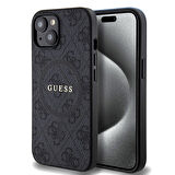 iPhone 15 Uyumlu Kılıf Guess Orjinal Lisanslı Magsafe Özellikli 4G Desenli Yazı Logolu Kapak Siyah