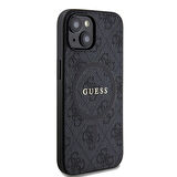 iPhone 15 Uyumlu Kılıf Guess Orjinal Lisanslı Magsafe Özellikli 4G Desenli Yazı Logolu Kapak Siyah