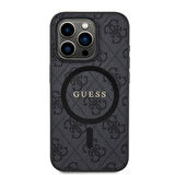 iPhone 15 Pro Uyumlu Kılıf Guess Lisanslı Magsafe Şarj Özellikli 4G Desenli Yazı Logolu Kapak Siyah