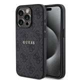 iPhone 15 Pro Uyumlu Kılıf Guess Lisanslı Magsafe Şarj Özellikli 4G Desenli Yazı Logolu Kapak Siyah