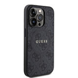 iPhone 15 Pro Uyumlu Kılıf Guess Lisanslı Magsafe Şarj Özellikli 4G Desenli Yazı Logolu Kapak Siyah