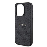 iPhone 15 Pro Uyumlu Kılıf Guess Lisanslı Magsafe Şarj Özellikli 4G Desenli Yazı Logolu Kapak Siyah
