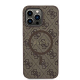 iPhone 14 Pro Max Uyumlu Kılıf Guess Lisanslı Magsafe 4G Desenli Yazı Logolu Kapak Kahverengi