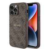 iPhone 14 Pro Max Uyumlu Kılıf Guess Lisanslı Magsafe 4G Desenli Yazı Logolu Kapak Kahverengi