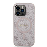 iPhone 14 Pro Max Uyumlu Kılıf Guess Lisanslı Magsafe Özellikli 4G Desenli Yazı Logolu Kapak Pembe