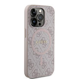 iPhone 14 Pro Max Uyumlu Kılıf Guess Lisanslı Magsafe Özellikli 4G Desenli Yazı Logolu Kapak Pembe