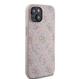 iPhone 15 Uyumlu Kılıf Guess Orjinal Lisanslı Magsafe Özellikli 4G Desenli Yazı Logolu Kapak Pembe