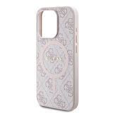 iPhone 15 Pro Uyumlu Kılıf Guess Lisanslı Magsafe Şarj Özellikli 4G Desenli Yazı Logolu Kapak Pembe