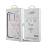 iPhone 15 Pro Max Uyumlu Kılıf Guess Lisanslı Magsafe Özellikli 4G Desenli Yazı Logolu Kapak Pembe