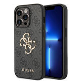 iPhone 14 Pro Max Uyumlu Kılıf GUESS PU Deri Büyük Metal Logo Dizaynlı Kapak