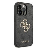 iPhone 14 Pro Max Uyumlu Kılıf GUESS PU Deri Büyük Metal Logo Dizaynlı Kapak