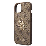 iPhone 14 Uyumlu Kılıf Guess PU Deri Büyük Metal Logo Dizaynlı Kapak Kahverengi