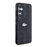 Galaxy S24 Uyumlu Kılıf Lacoste Lisanslı Magsafe Çift Katman Timsah Logolu Blend Monogram Siyah