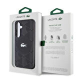 Galaxy S24 Uyumlu Kılıf Lacoste Lisanslı Magsafe Çift Katman Timsah Logolu Blend Monogram Siyah