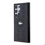Galaxy S24 Ultra Kılıf Lacoste Lisanslı Magsafe Özellikli  Timsah Logolu Blend Monogram Siyah