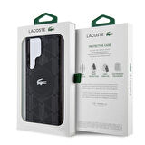 Galaxy S24 Ultra Kılıf Lacoste Lisanslı Magsafe Özellikli  Timsah Logolu Blend Monogram Siyah