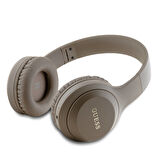 Kulak Üstü Bluetooth Kulaklık Guess Orjinal Lisanslı Katlanabilir Metal Klasik Logolu Kahverengi