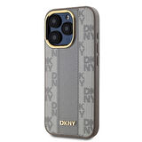Apple iPhone 15 Pro Max Uyumlu Kılıf DKNY Orjinal Lisanslı Magsafe Şarj Özellikli 3D Yazılı Checkered Pattern Kapak