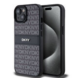 Apple iPhone 15 Uyumlu Kılıf DKNY Orjinal Lisanslı 3D Yazılı Repeat Texture Pattern Kapak