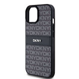 Apple iPhone 15 Uyumlu Kılıf DKNY Orjinal Lisanslı 3D Yazılı Repeat Texture Pattern Kapak