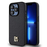 Apple iPhone 15 Pro Uyumlu Kılıf DKNY Orjinal Lisanslı Magsafe Şarj Özellikli 3D Yazılı Repeat Pattern Kapak