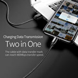 Wiwu YZ100 3 in 1 USB Kablo Lightning + Lightning + Micro 3A Hızlı Şarj Kablosu 480 Mbps 120 cm