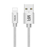 Wiwu WP201 MFI Lightning USB Kablo 2.4A Hızlı Şarj Kablosu 100 cm Naylon Örgü