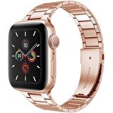 Apple Watch Uyumlu 44mm Wiwu Ultra Thin Steel Belt Three Beads Metal Saat Kordon Kayış Bileklik 