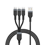 Wiwu Platinum Serisi PT05 3 in 1 USB Kablo 2.4A Hızlı Şarj Kablosu 120 cm 480 Mbps Data Kablo