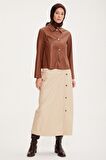 Armine Kısa Deri Ceket 22K5007 Camel