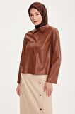 Armine Kısa Deri Ceket 22K5007 Camel