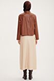 Armine Kısa Deri Ceket 22K5007 Camel