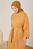 Gabardin Kuşaklı Spor Elbise-Camel | 2