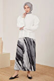 Omzu Drapeli Saten Bluz-İnci | 38