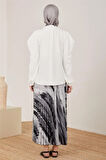Omzu Drapeli Saten Bluz-İnci | 38