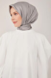 Omzu Drapeli Saten Bluz-İnci | 42