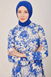 Desenli Belden Bağlamalı Tunik-Mavi | 40