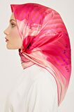 Armine Şeker Pembe Çiçek Desen Tivil İpek Eşarp 9100-33