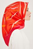 Armine Mercan-Pembe Dijital Çiçek Desen Tivil İpek Eşarp 9115-50