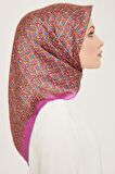 Armine Pembe-Bakır Mini Çiçek  Desen Sura İpek Eşarp 9134-03